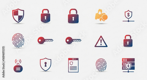 Security icons set vector illustration for data protection and cyber security privacy and access control design
