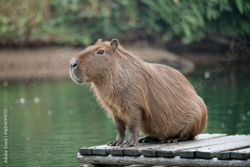 Capybara by the Water: A Wild Rodent in its Natural Habitat