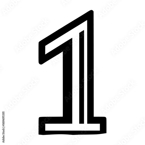 Number one black vector icon with transparent background 