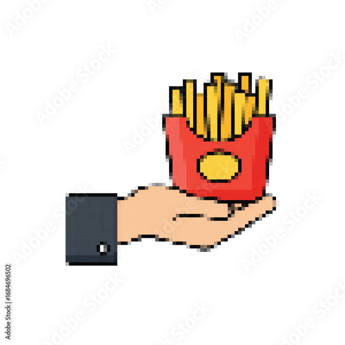 An appetizing pixel art taco, featuring a golden-brown shell overflowing with fresh green lettuce and vibrant red tomato, ideal for retro-themed designs.