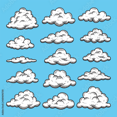 Hand Drawn Cloud Vector Illustration Set