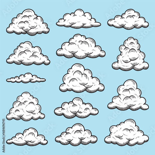 Hand Drawn Cloud Vector Illustration Set