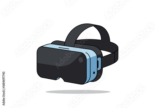 VR headset on white background shadow below Dark gray and blue colors
