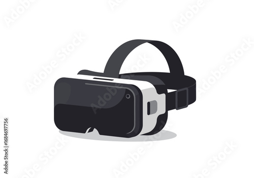 VR headset black face white sides and head strap showcasing tech for gaming
