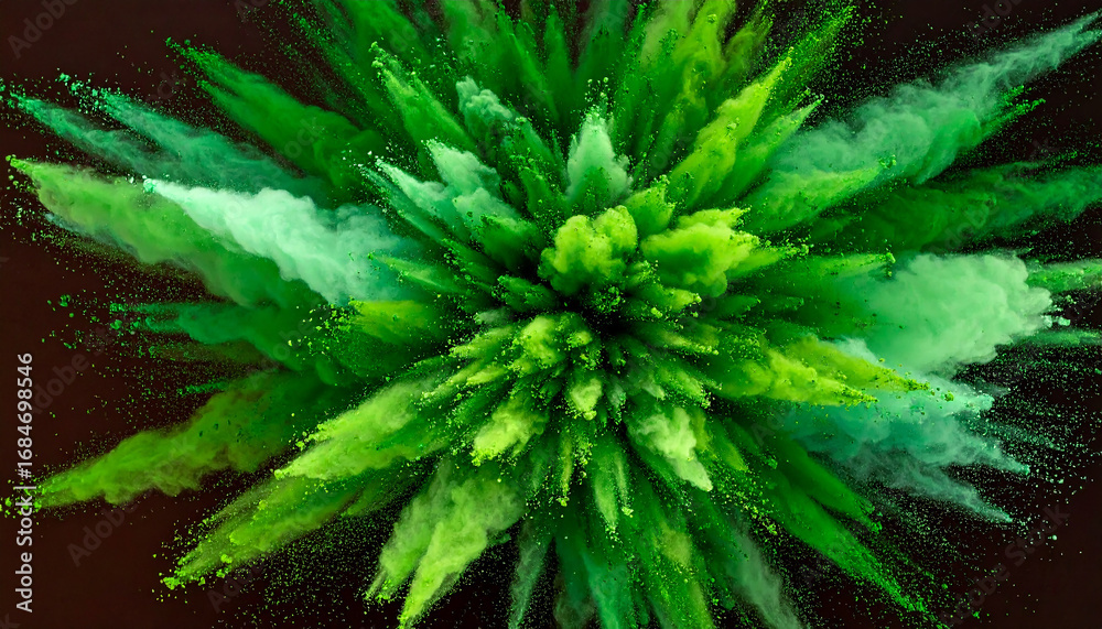 Obraz premium Vibrant green powder explosion abstract image