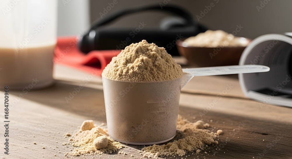 Fototapeta premium Protein Powder Scoop Sports Fitness Nutrition Concept