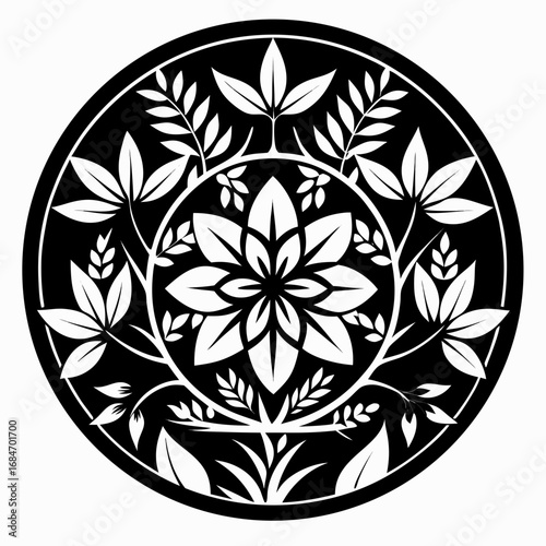 Zenflora Circle Art vector clean black silhouette design white background