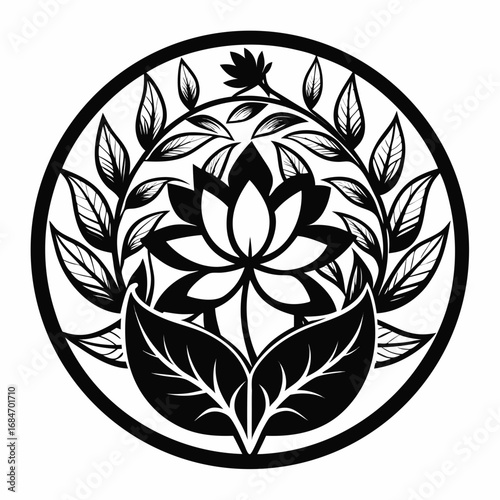 Zenflora Circle Art vector clean black silhouette design white background