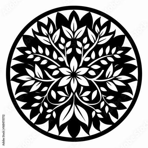 Zenflora Circle Art vector clean black silhouette design white background