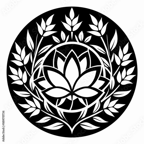 Zenflora Circle Art vector clean black silhouette design white background