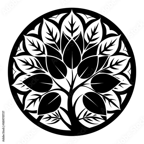 Zenflora Circle Art vector clean black silhouette design white background