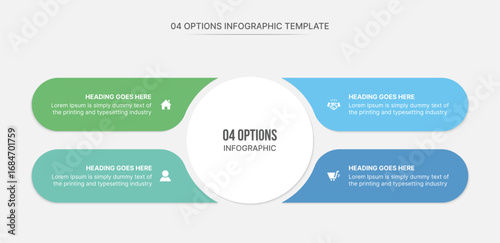 Circle Infographic Template Design With 4 Steps, Process Workflow Diagram