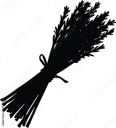 A vector illustration of a black silhouette of a flying bird with outstretched wings against the sky