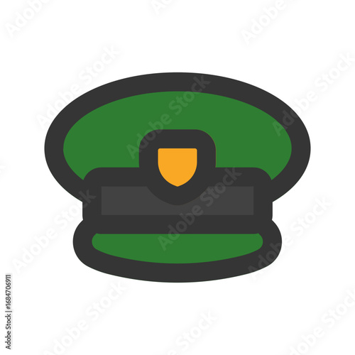 military hat outline fill icon