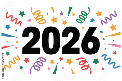 2026 New Year Celebration – Colorful Confetti and Party Elements