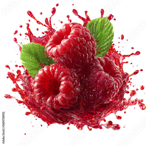 Vibrant raspberries burst forth in a spectacular splash of vibrant liquid essence