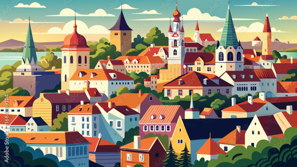 custom made wallpaper toronto digitalTallinn’s Old Town in Estonia preserves medieval charm with cobblestone streets, Gothic spires, merchant houses, and city walls that echo the vibrant history of the Hanseatic League.