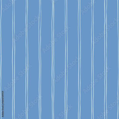 Classic seamless stripe pattern with thin double hand drawn white lines on blue ground for pajamas, casual shirts and home textiles