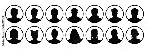 Empty avatars set. Monochrome Face Placeholders icons. Vector Male and female "no photo" images for unfilled user  . person icon, profile picture. people icon . 
