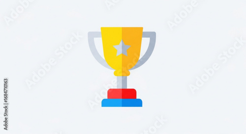 Download golden trophy with star vector illustration for awards and achievement in competition and success