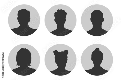Empty avatars set. Monochrome Face Placeholders icons. Vector Male and female "no photo" images for unfilled user  . person icon, profile picture. people icon . 