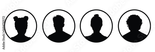 woman and man silhouette avatars or profile gray icon. male and female portraits, anonymous people icons different styles,  square, circle shape . eps 10 