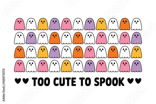 Too Cute to Spook – Colorful Cute Ghosts Halloween Illustration