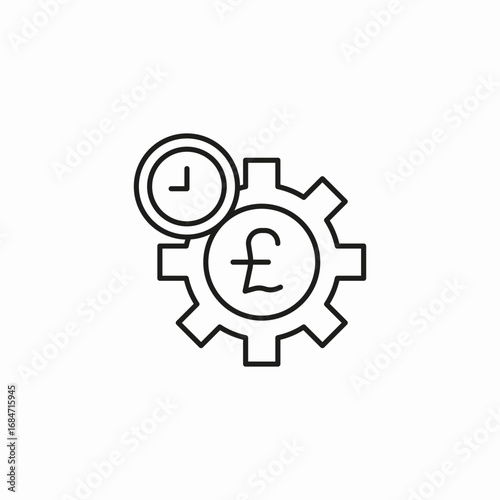 clock with gear and pound icon sign vector