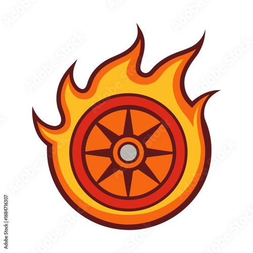Flat a fire wheel vector illustration design