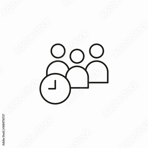 group of people with clock icon sign vector