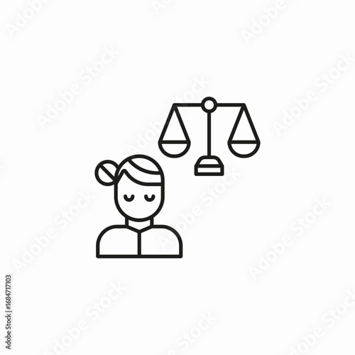 justice lawyer woman icon sign vector