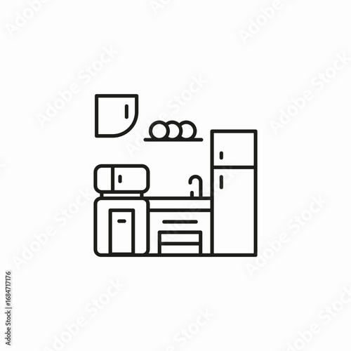 kitchen counter unit icon sign vector