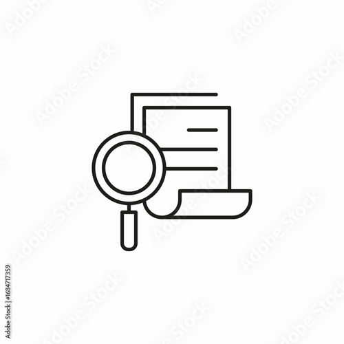 magnifying glass over document icon sign vector
