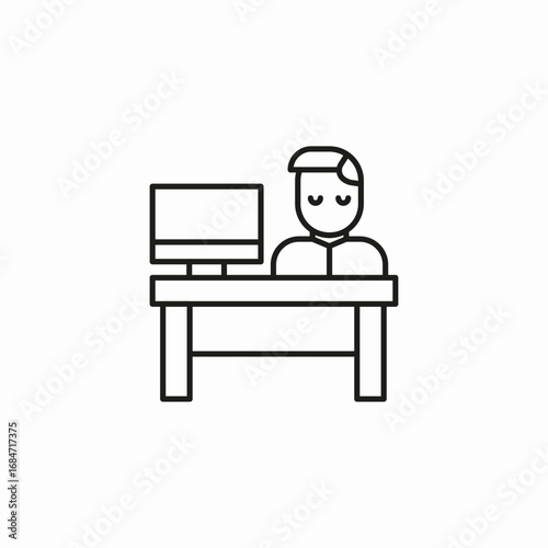 male at desk icon sign vector