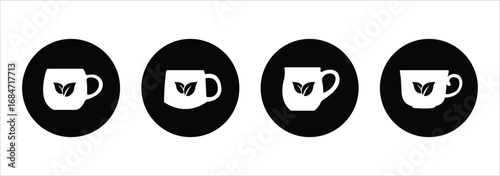 Coffee cup icon set. Cups of coffee tea collection. Hot drink icon . Simple black and white icon of a steaming cup of coffee . eps 10
