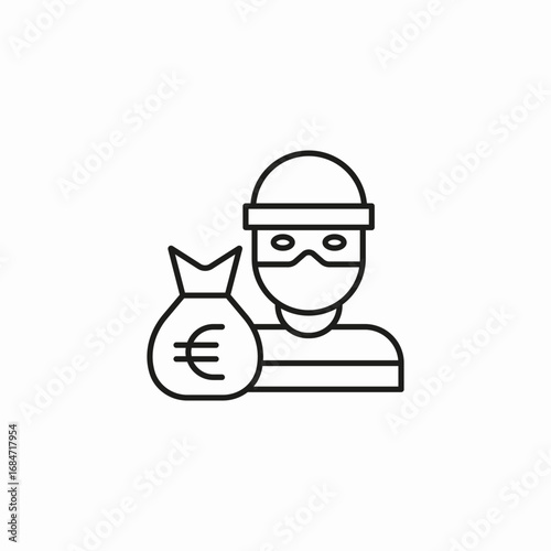 robber with eurobag icon sign vector
