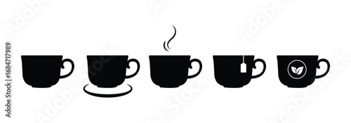 Coffee cup vector icon set. Cups of coffee tea symbol collection . Coffee Cup Icon Vector . eps 10