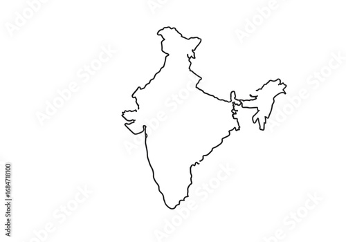 Outline Map of India: A Simple Line Drawing of the Indian Subcontinent