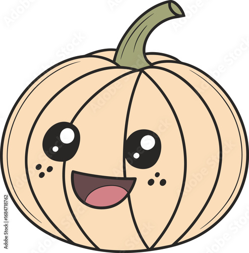 Vector art of cute cartoon pumpkin with a happy face