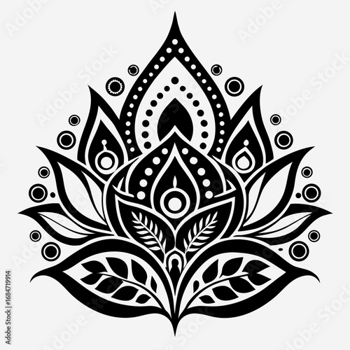 Henna designs vector clean black silhouette design white background
