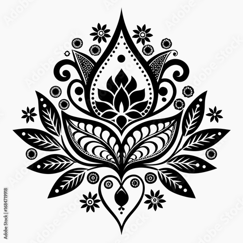 Henna designs vector clean black silhouette design white background