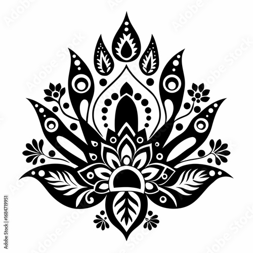 Henna designs vector clean black silhouette design white background
