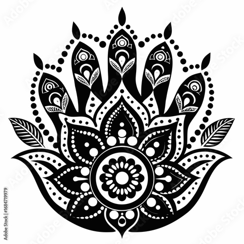 Henna designs vector clean black silhouette design white background