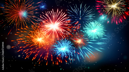 Vibrant Fireworks Display in the Night Sky background image