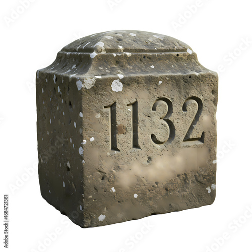 Milestone Marker: Number 1132 - Ancient Stone Landmark Photography