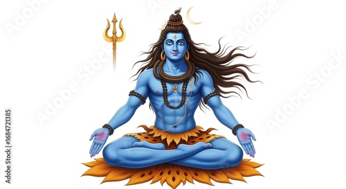 Lord Shiva in Deep Meditation: A Stunning Digital Painting of the Hindu Deity