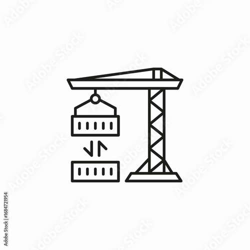 crane moving containers icon sign vector