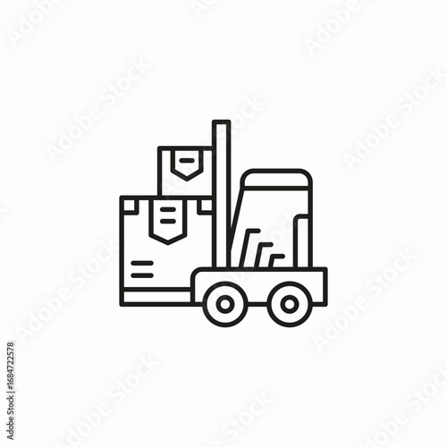 forklift moving boxes icon sign vector