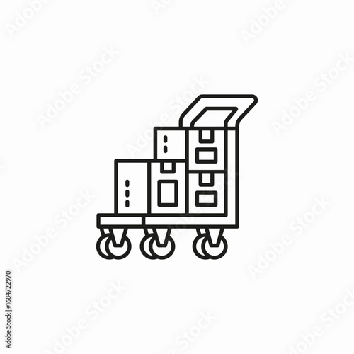 hand dolly boxes icon sign vector
