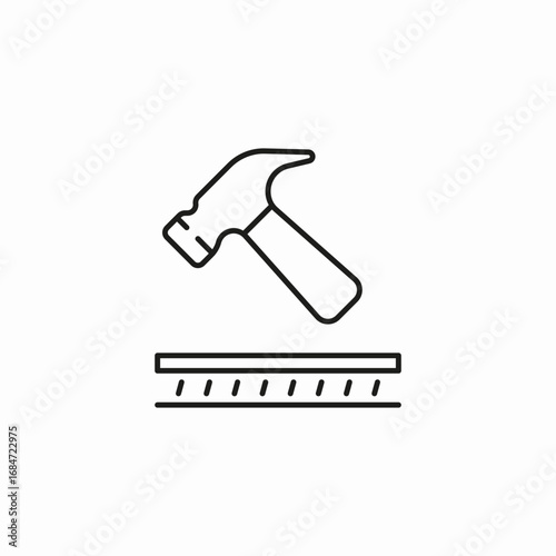 hammer on wood icon sign vector